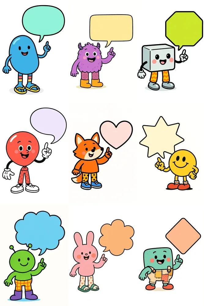 Cute Character Speech Bubble Kits