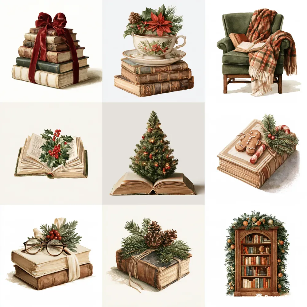 Christmas Book Lover Ornament Cliparts