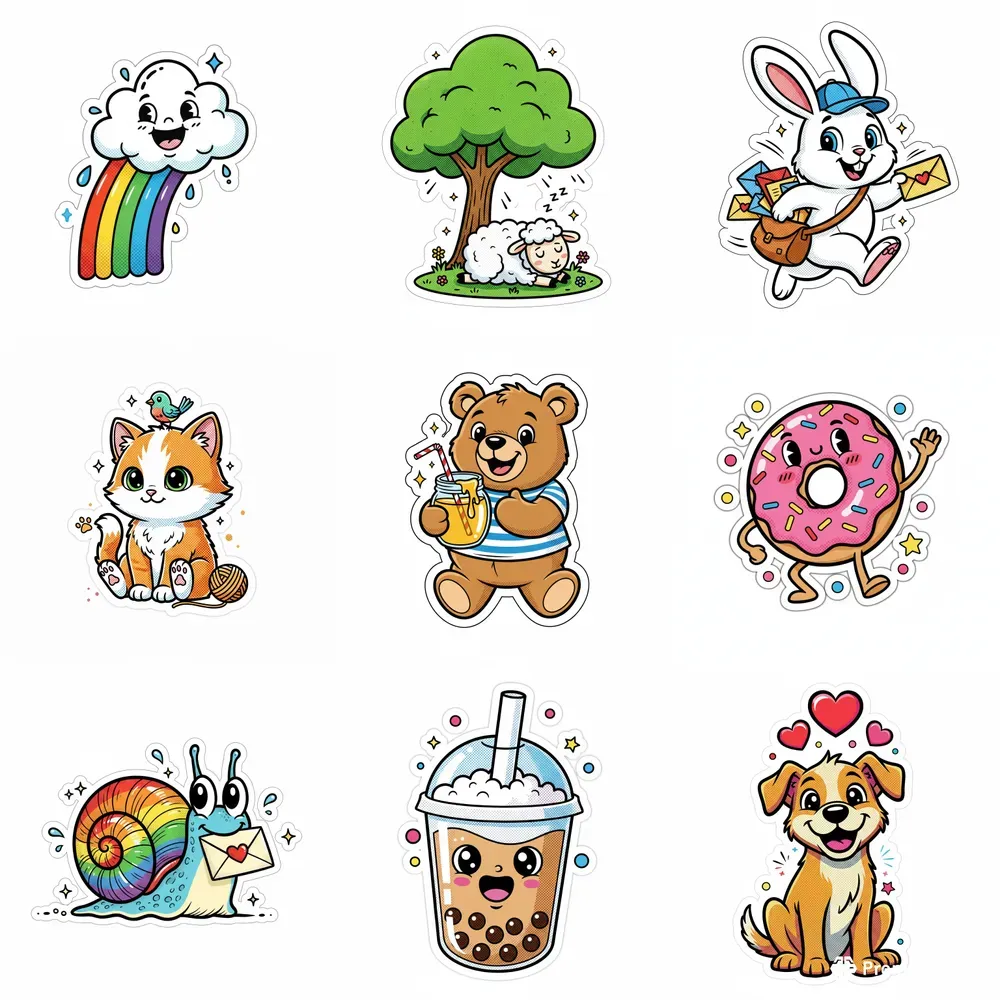 Cute Playful And Colorful Stickers