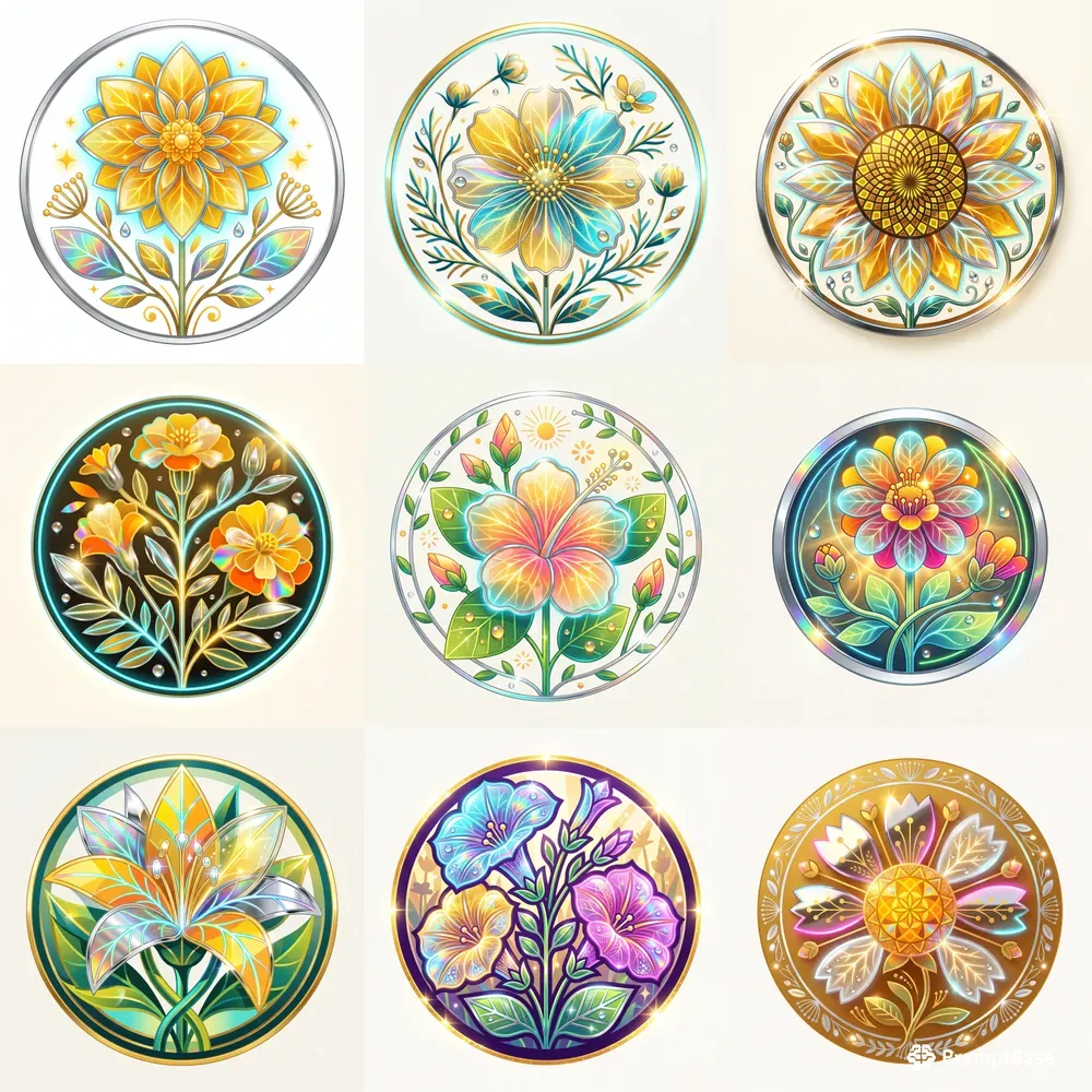 Neon Crystal Summer Flora Emblems