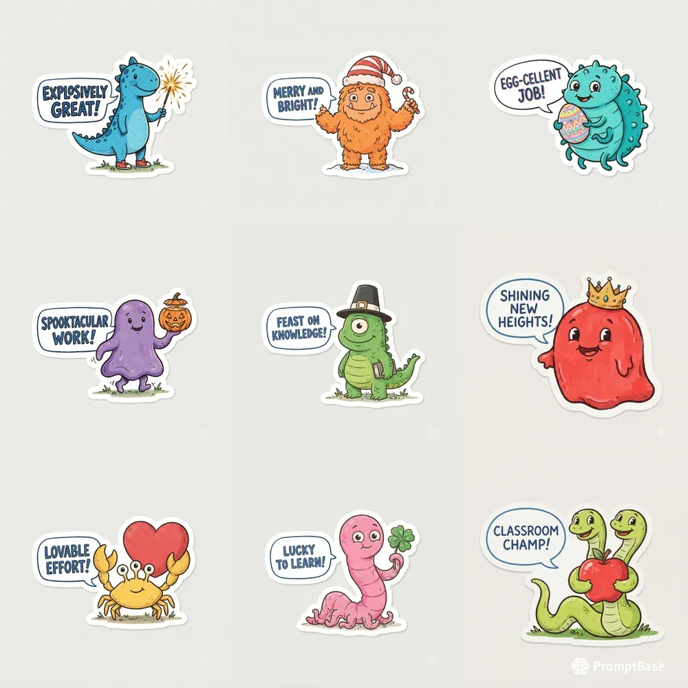 80s Hallmark Retro Monster Stickers