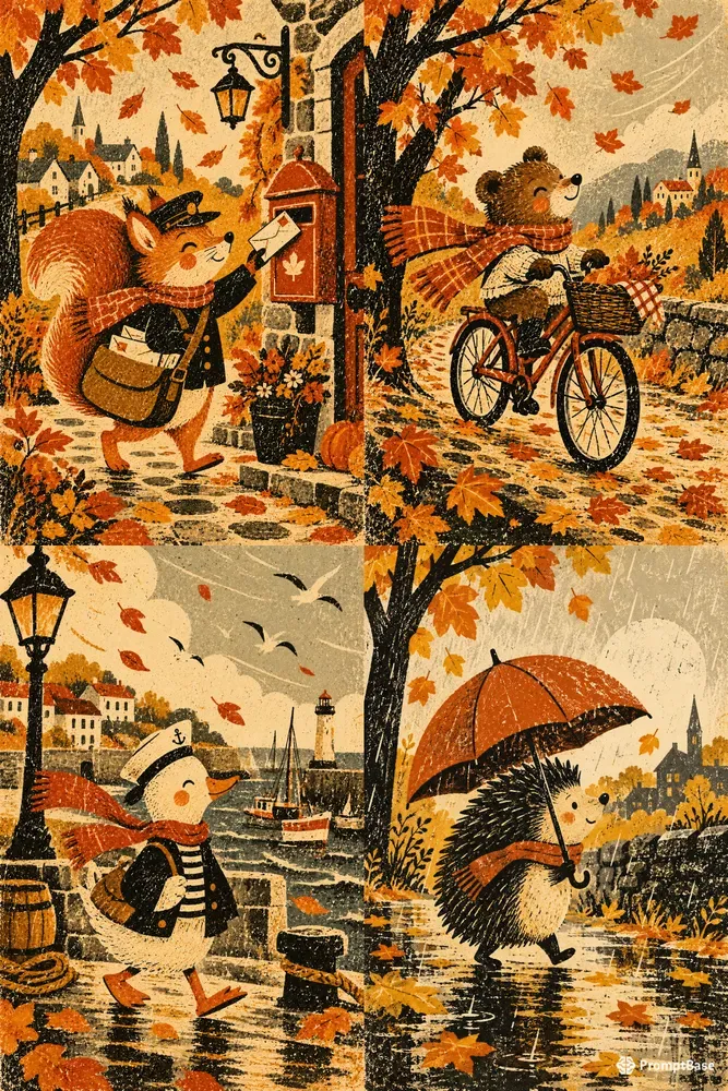 Whimsical Vintage Print Characters