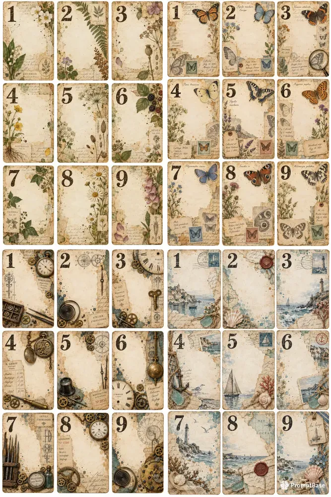 Vintage Numbered Cards