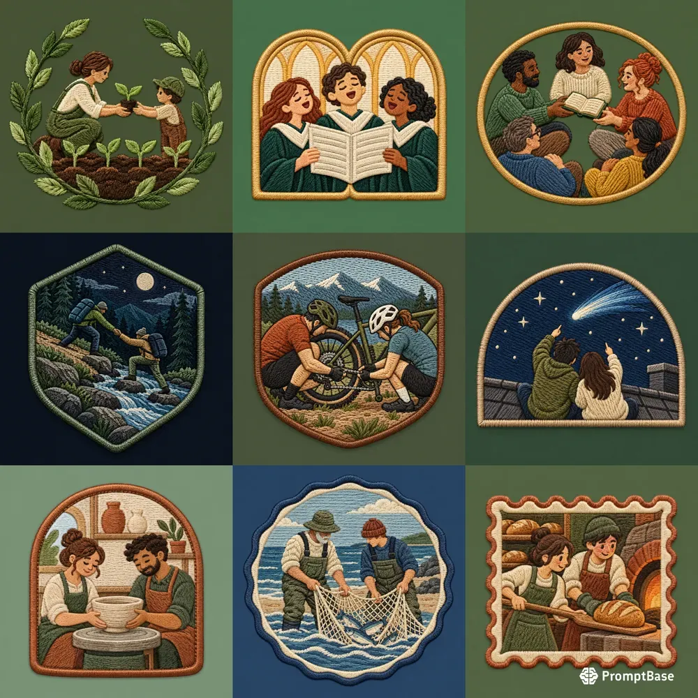 Embroidered Hobby Story Badge Cliparts
