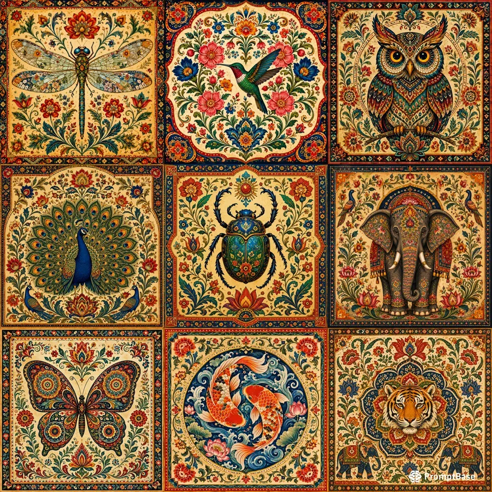 Folk Floral Insect Art