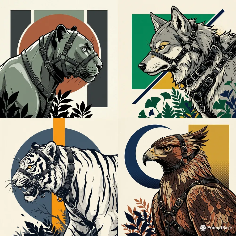 Retro Anime Pop Ukiyoe Animals