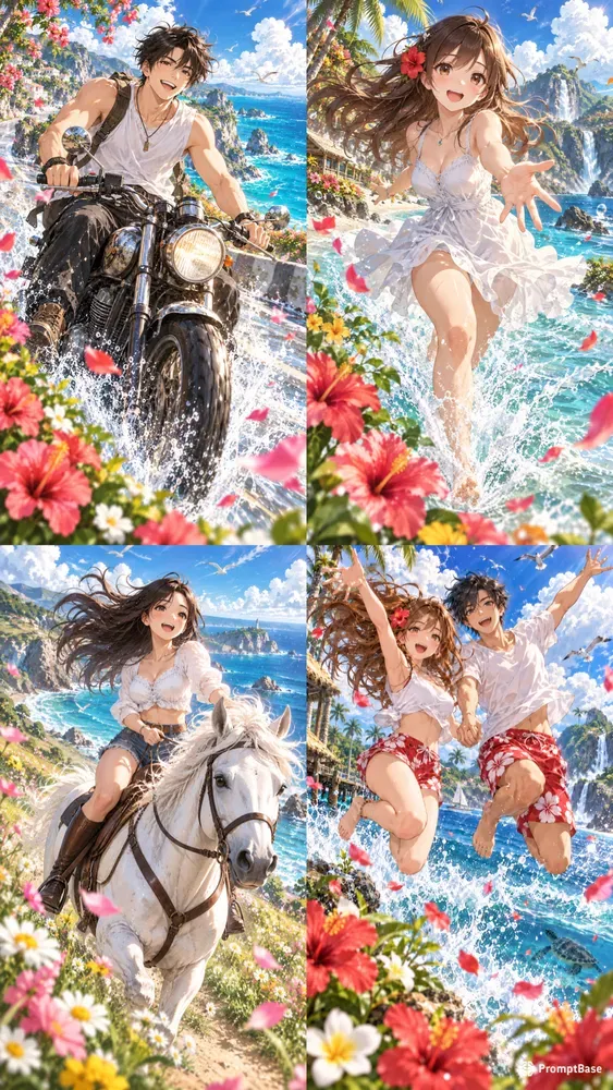 Vibrant Anime Summer Adventure Scenes Gen