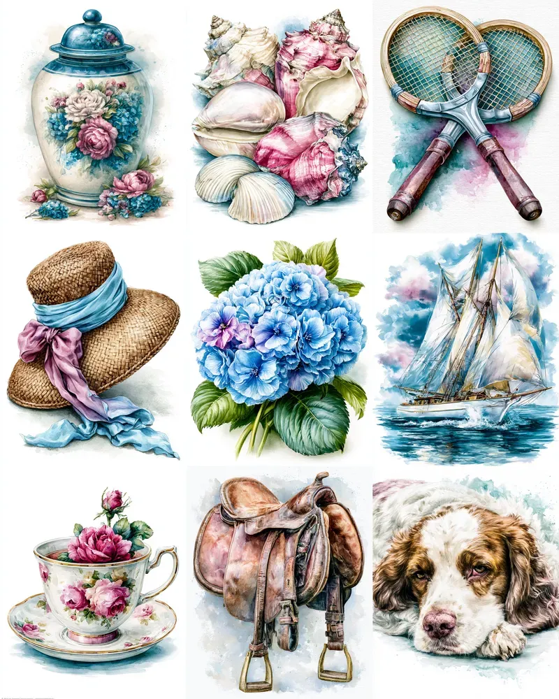 Coastal Old Money Interior Art Prints