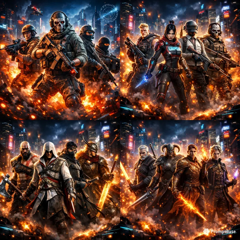 Epic Video Game Action Posters