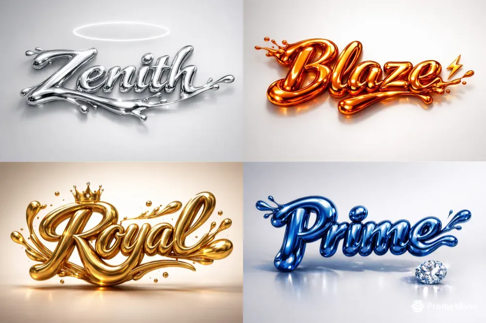 Luxury Liquid Chrome Typography