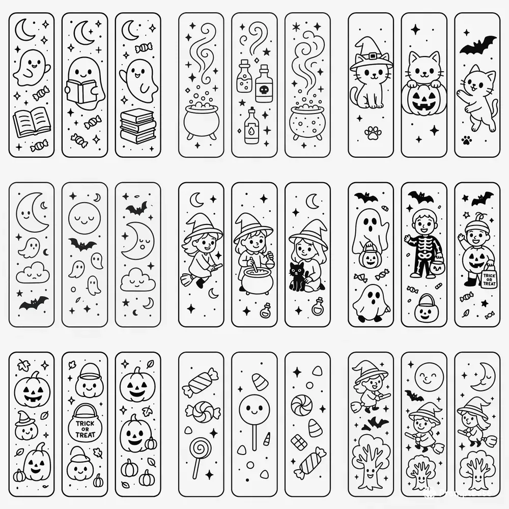 Halloween Bookmarks Cute Spooky