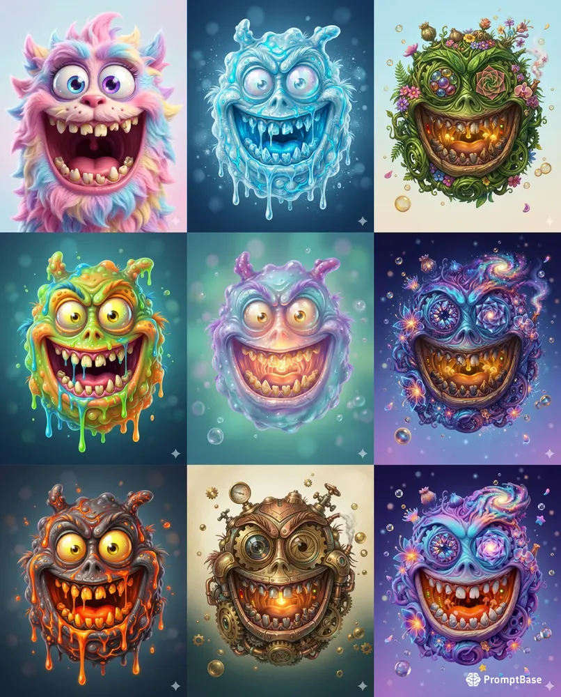 Cartoon Monster Faces Packs