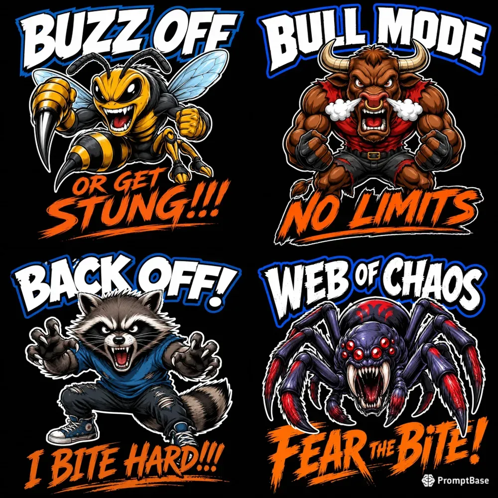 Angry Animal Mascot Stickers
