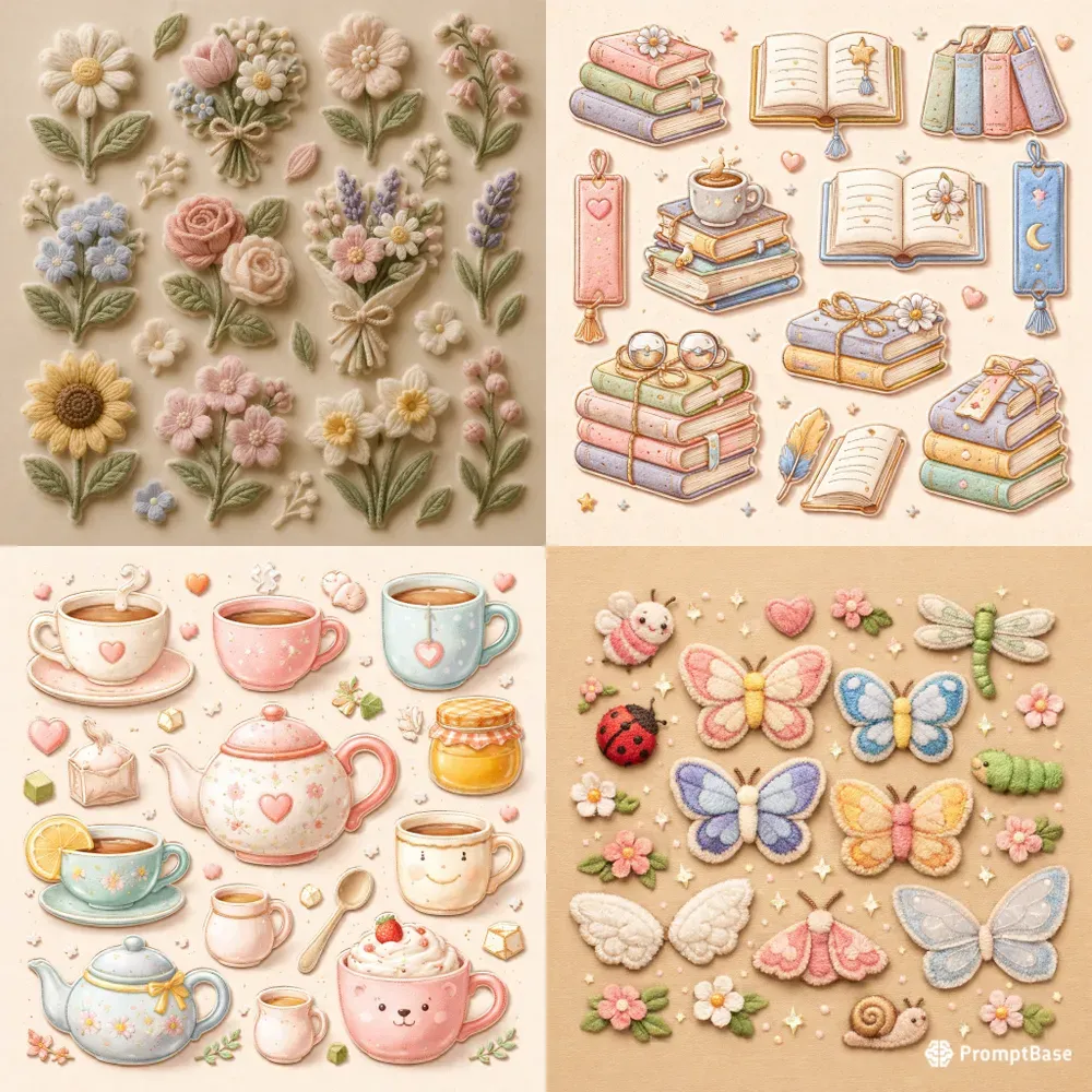 Cozy Embroidered Patch Stickers
