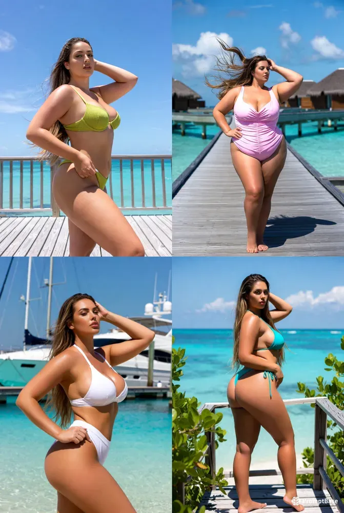 Tropical Curvy Beach Model Portraits