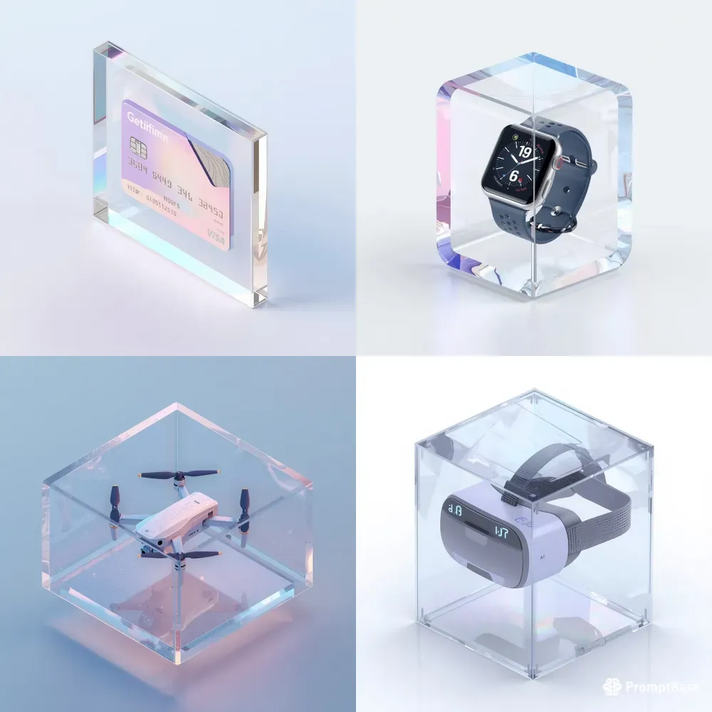 3D Glassmorphic Tech Icons