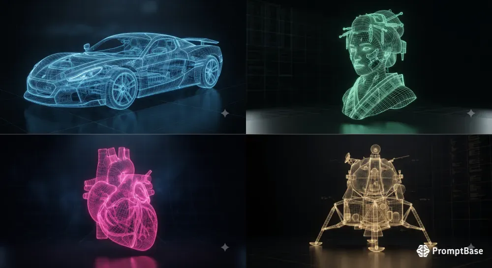 3D Wire Frame Blueprint Renders