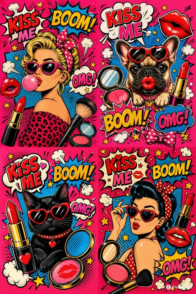 Retro Pop Art Comic Collages