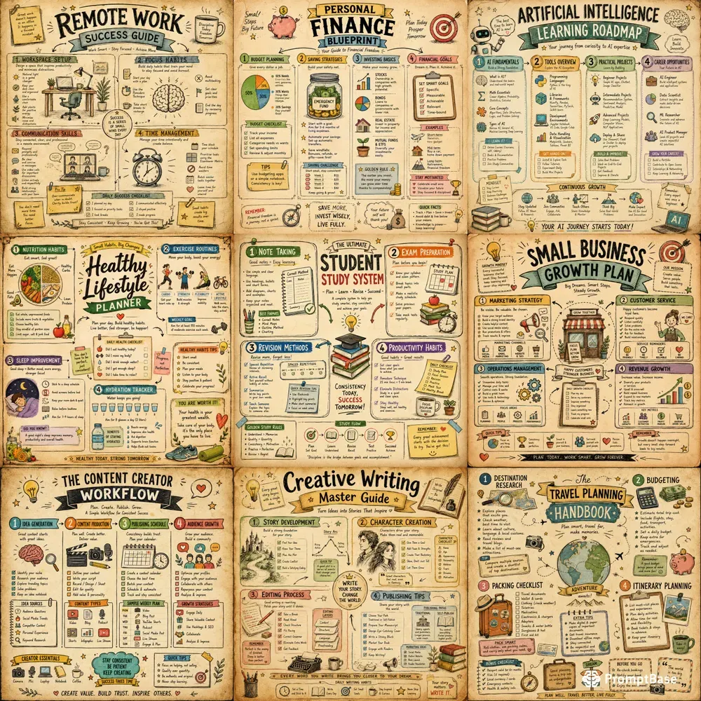Vintage Productivity Infographic Toolkits