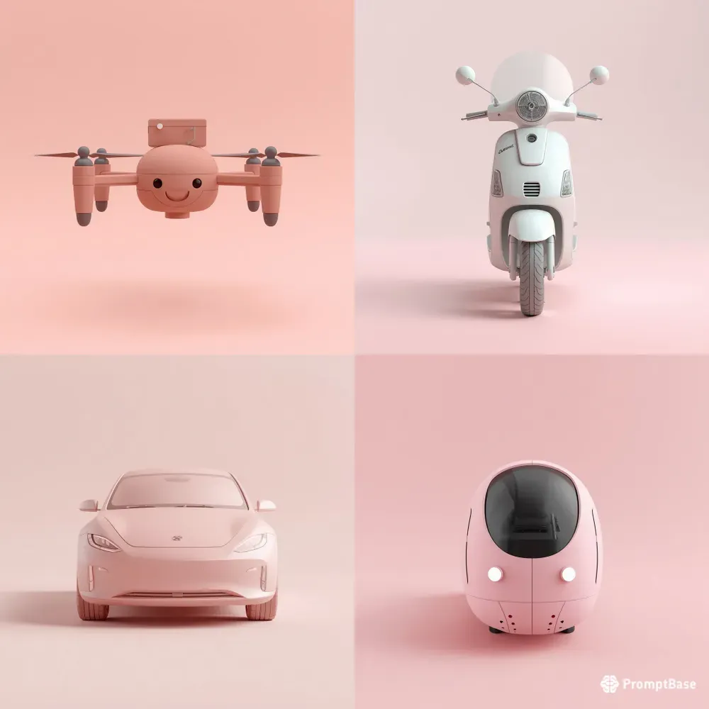 3D Minimalist Clay Cyber Vehicles