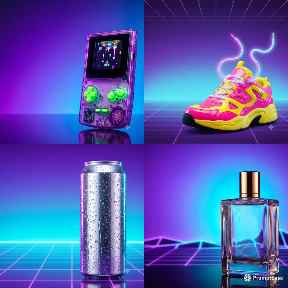 90s Neon Synthwave Product Ad Templates