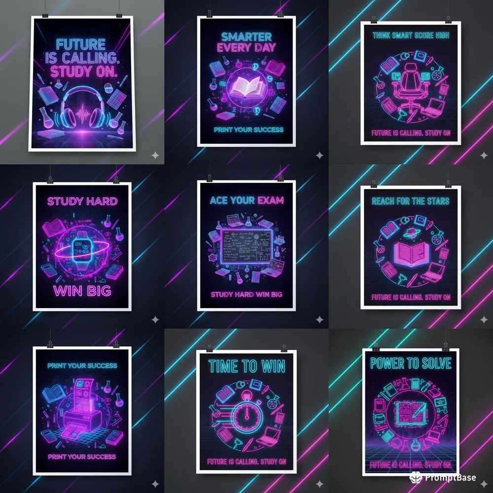 Neon Study Motivation Posters