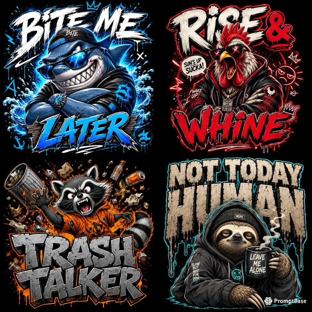 Savage Cartoon Animal Streetwear Tshirts