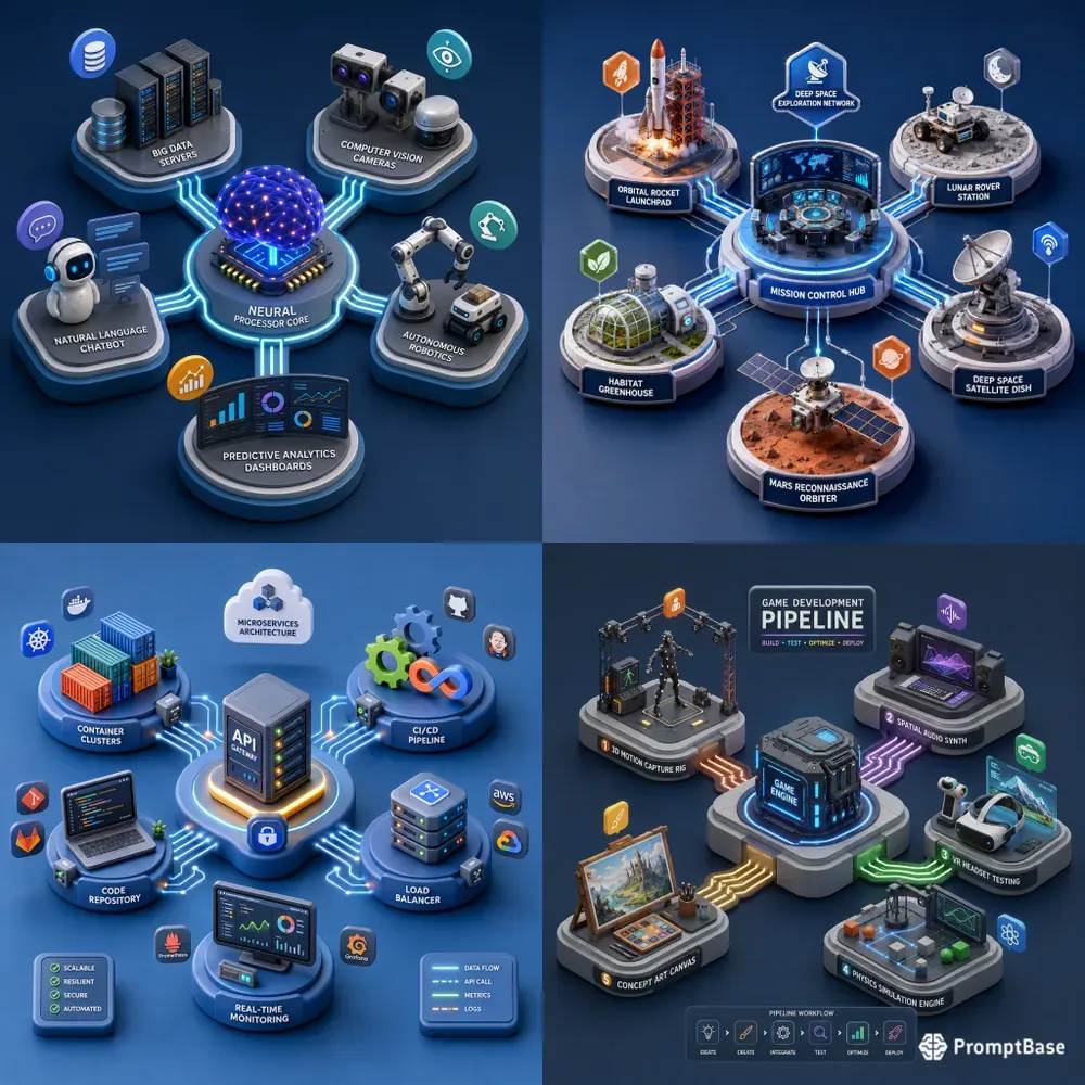 3D Isometric Tech Ecosystems