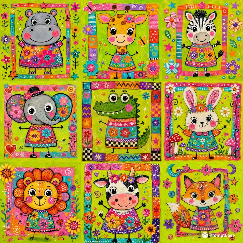 Whimsical Folk Art Animals