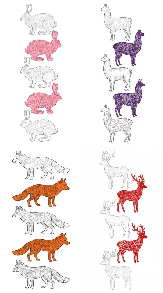 Hand Drawn Pattern Animal Stacks