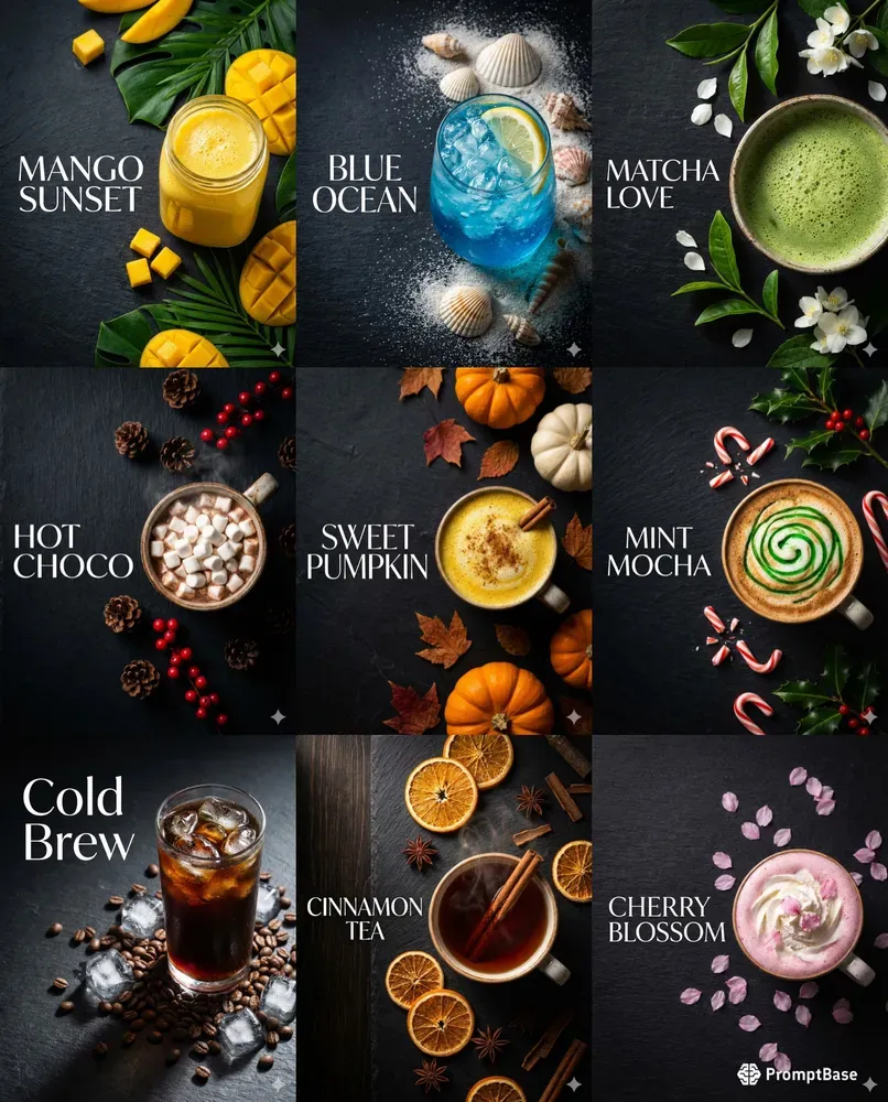 Seasonal Cafe Menu Ads Dark Aesthetic