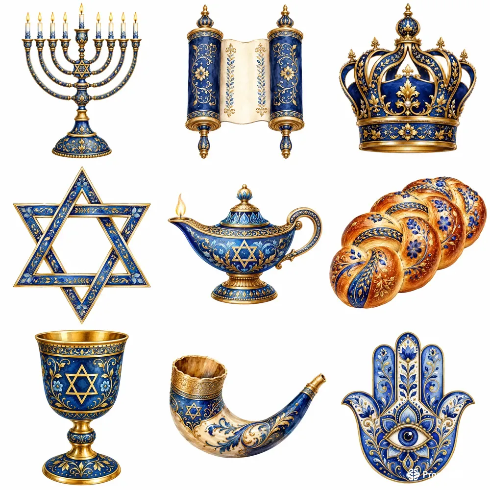 Jewish Heritage Watercolor Cliparts