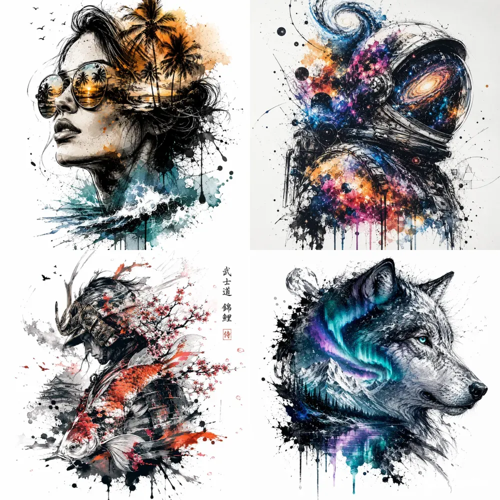 Ink Splash Fusion Portraits