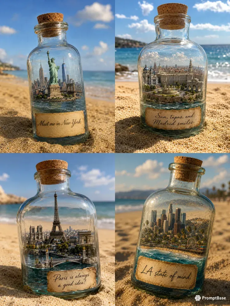Miniature Cities In Glass Bottles