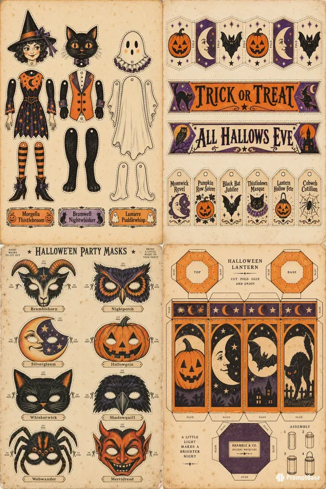 Vintage Halloween Paper Cutouts