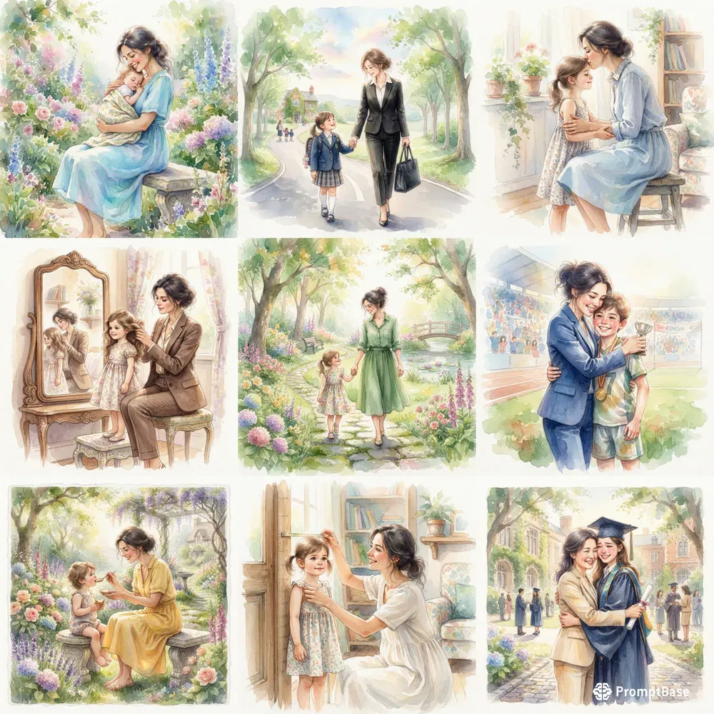 Heartwarming Motherhoods In Watercolor
