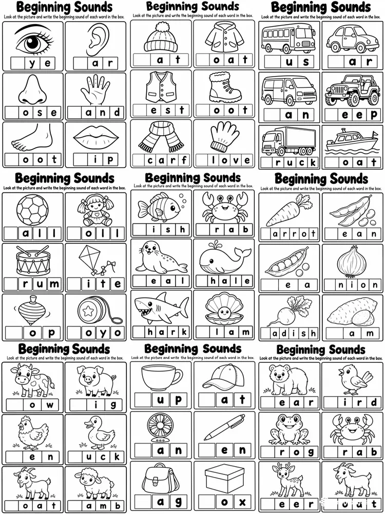 Beginning Sounds Worksheets Preschool