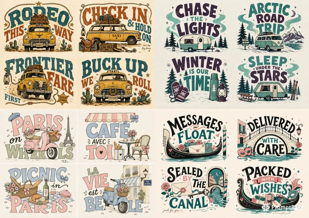 Western Whimsical Typographic Travels