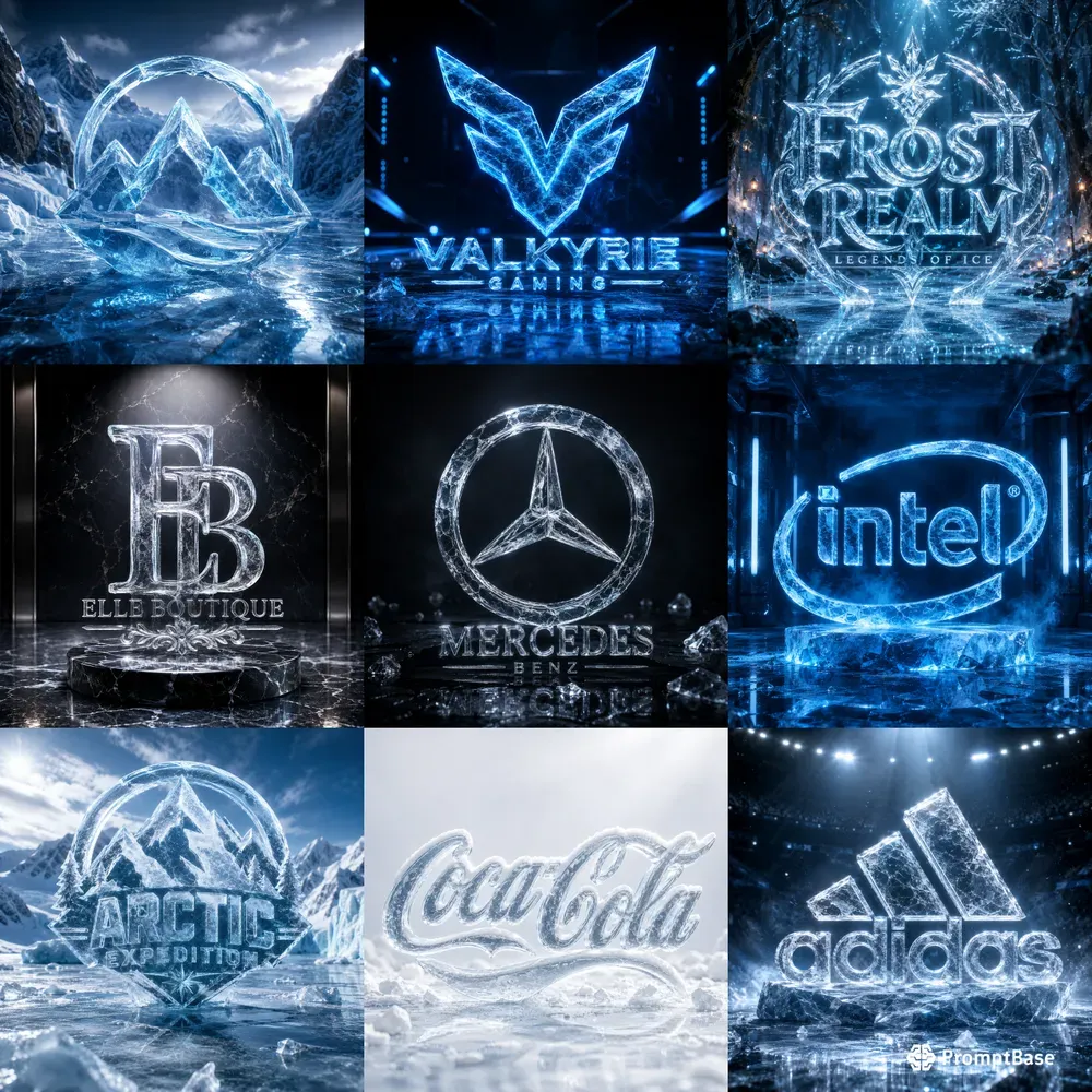 Hyperrealistic Ice Logo Renders