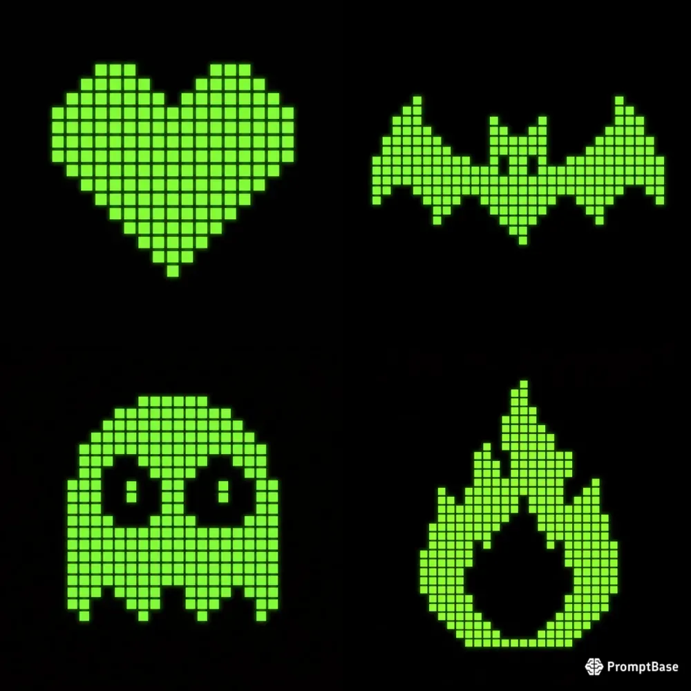 Neon Pixel Skull Icons Packs
