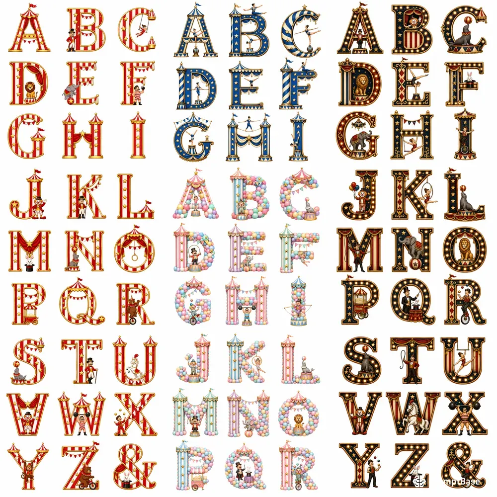 Circus Alphabet Clipart Sheets
