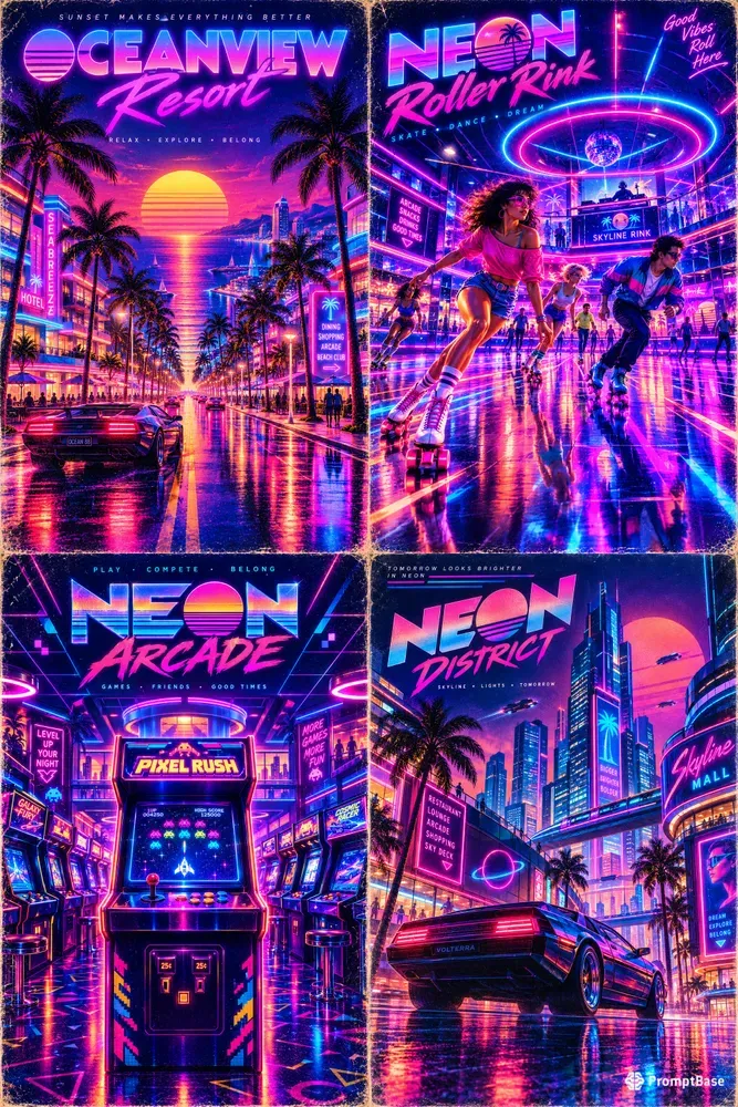 Retro 80s Neon Poster Generator
