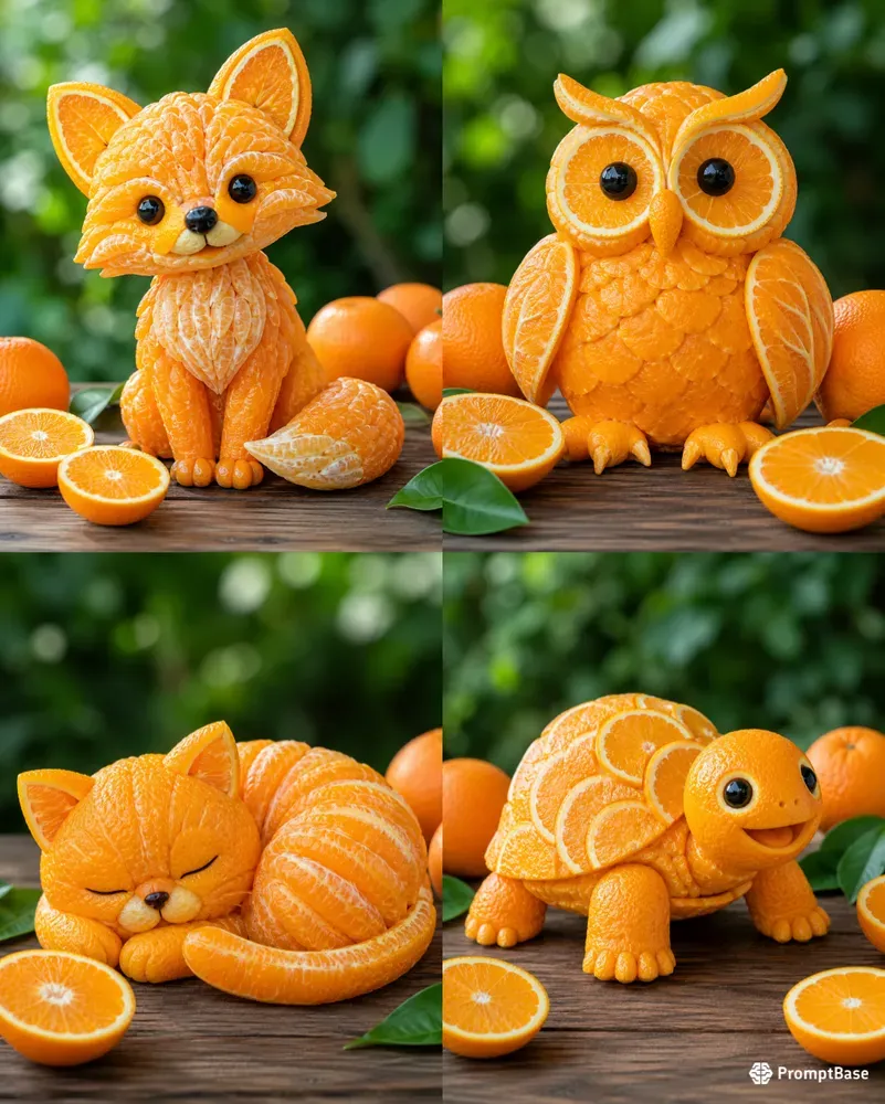 Cute Citrus Animal Sculptures