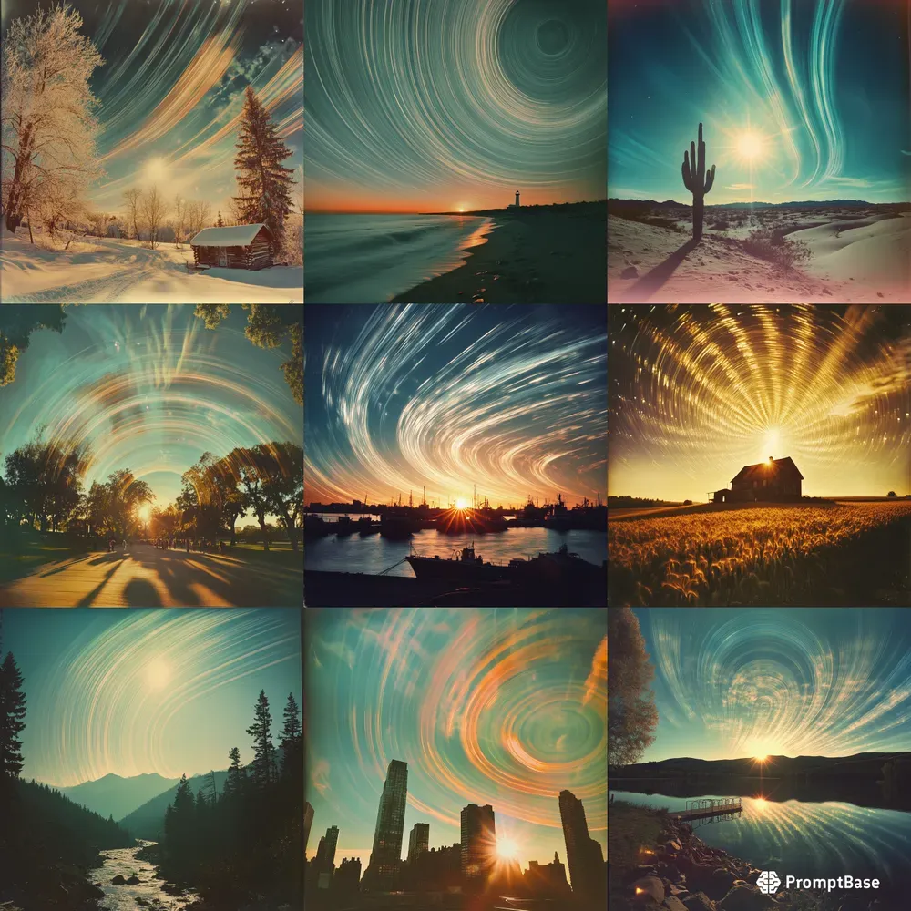 Solargraphy Stock Photo Across Landscape