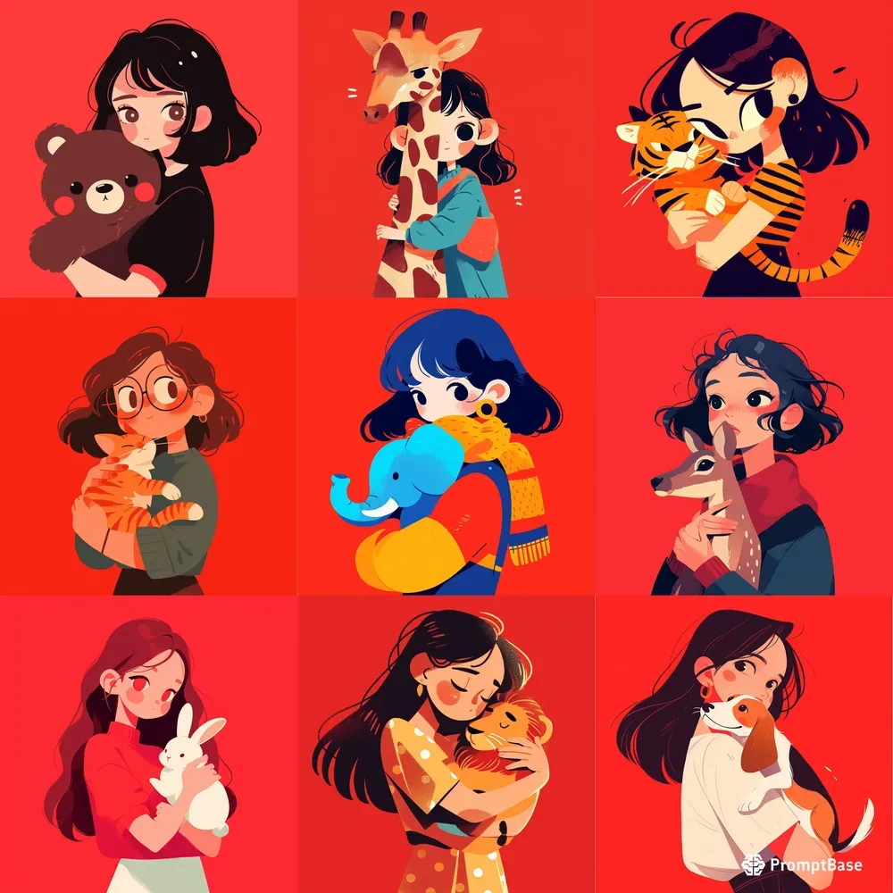 Red Pop Minimal Girl Pets