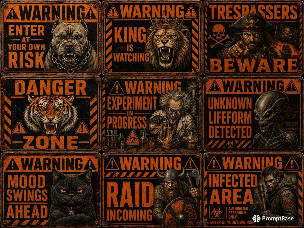 Vintage Warning Sign Creator Packs