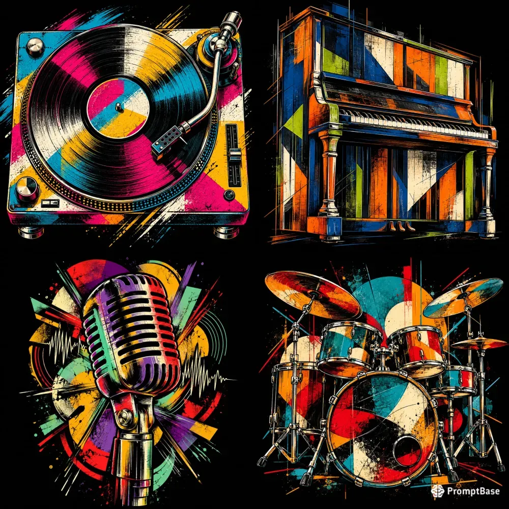 Bold Abstract Music Instrument Wall Art