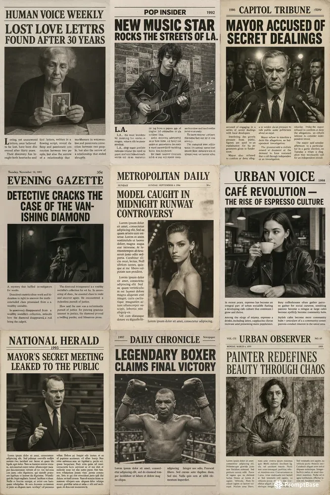 Vintage Scandal Newspaper Portraits