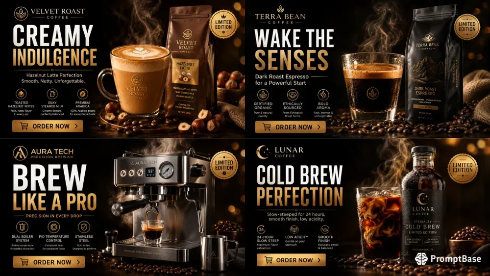 Gourmet Coffee Web Hero Templates