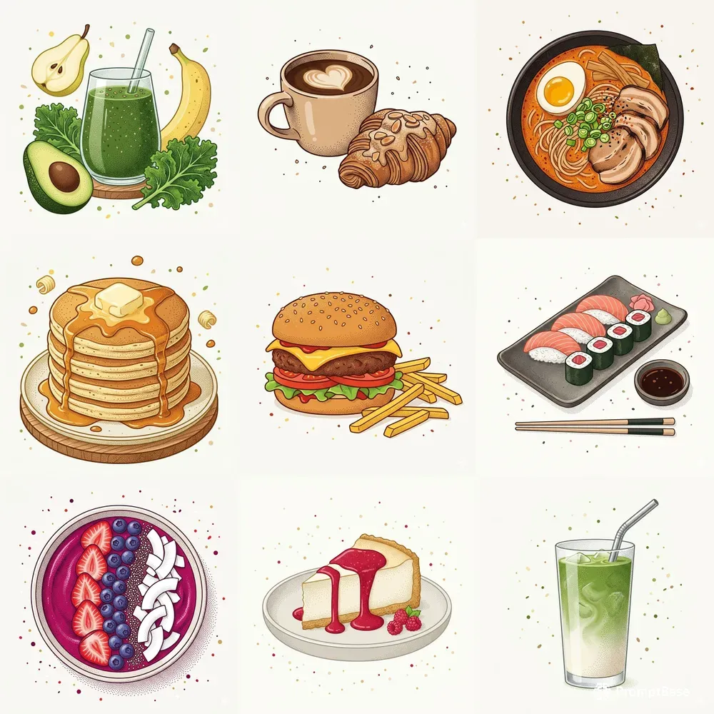 Stippled Vector Food Illustrations